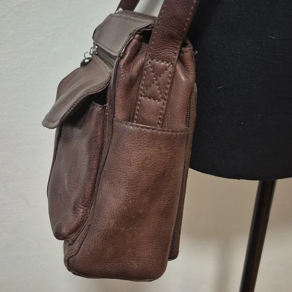 Vintage Fossil Brown Pebbled Leather Morgan Crossbody Purse Gently Loved - Picture 6 of 16
